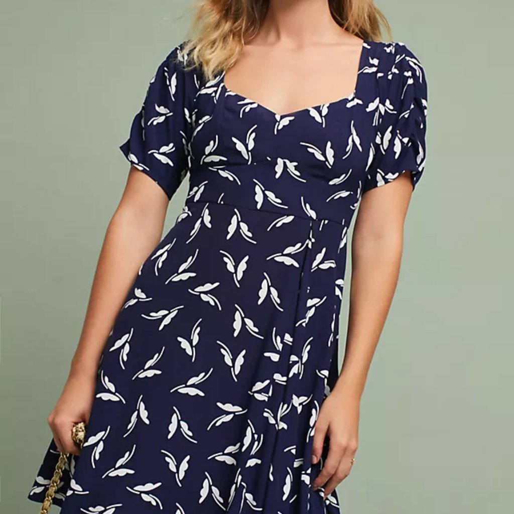 Nwot Anthropologie Maeve Fern Ruched Butterfly Dress